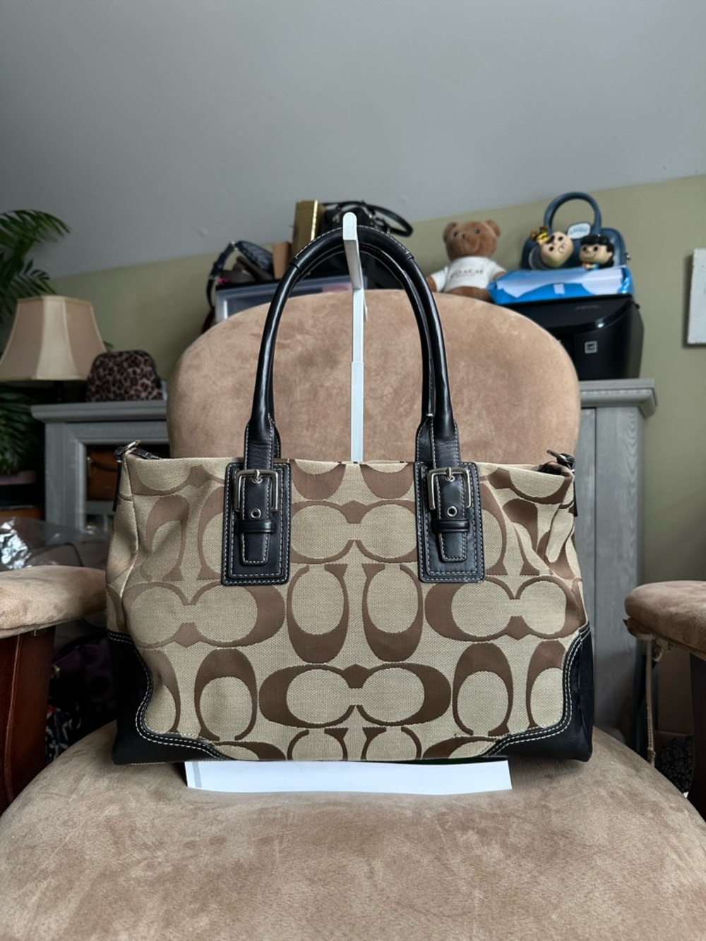 Coach Hampton Signature Large Satchel Brown Style F15670 Good Condition - Picture 3 of 12